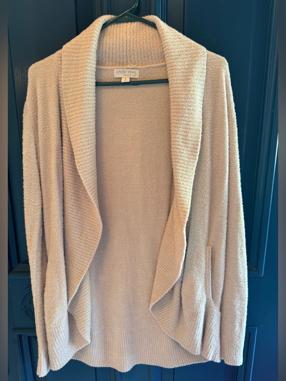 Barefoot Dreams Cream Open-Front Shawl Collar Cardigan